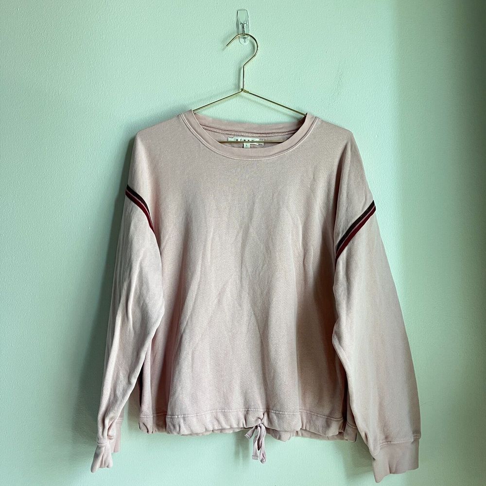 Xirena Women's Side Stripe Tie Hem Sweatshirt in Pink Size LARGE